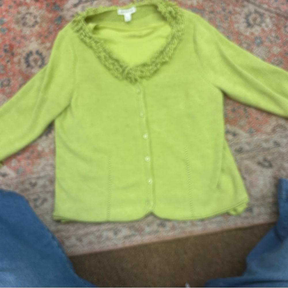 Coldwater Creek Lime Green Cardigan Sweater - Picture 6 of 6
